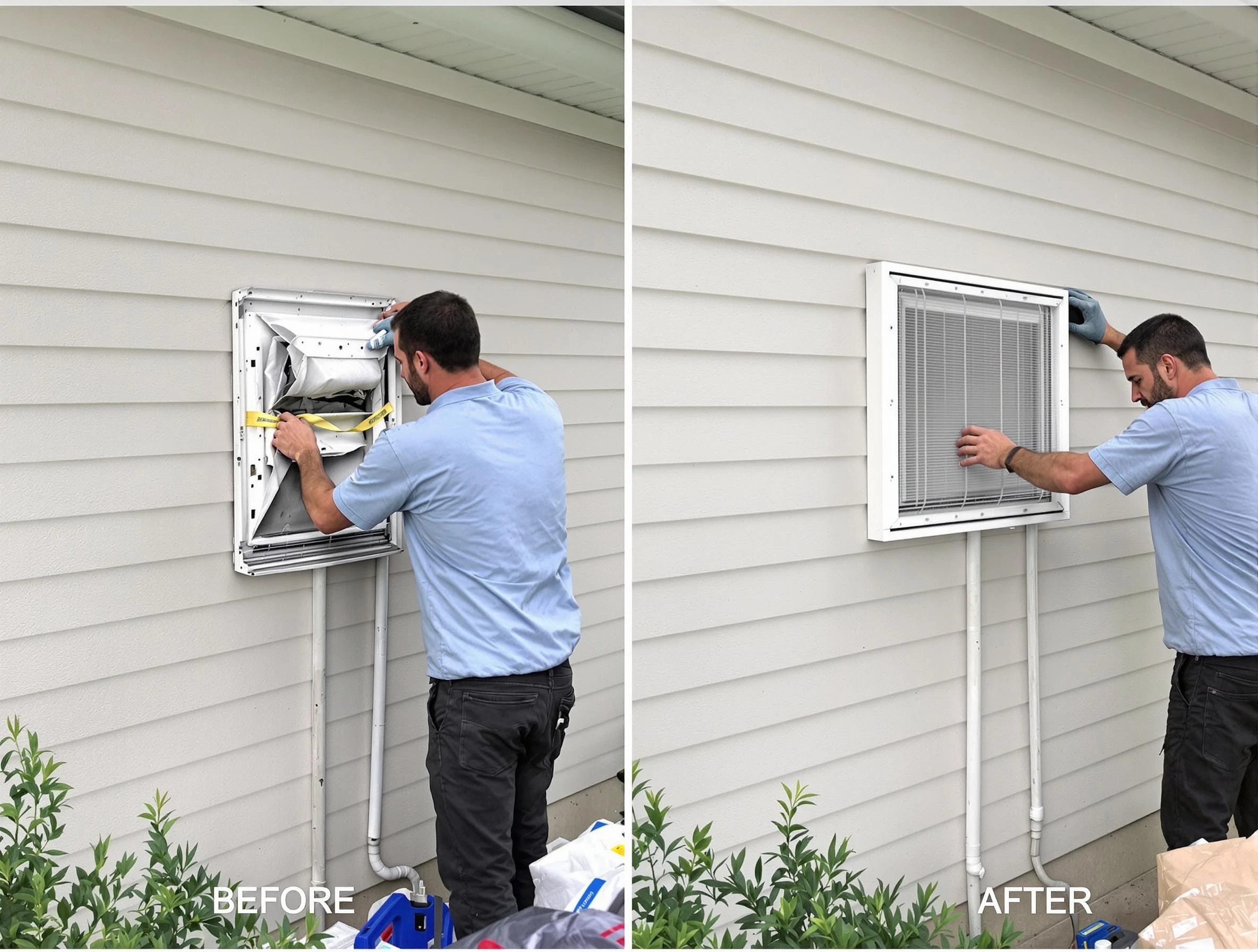 Margaret Dryer Vent Cleaning technician installing high-quality dryer vent cover at a residential property in Margaret